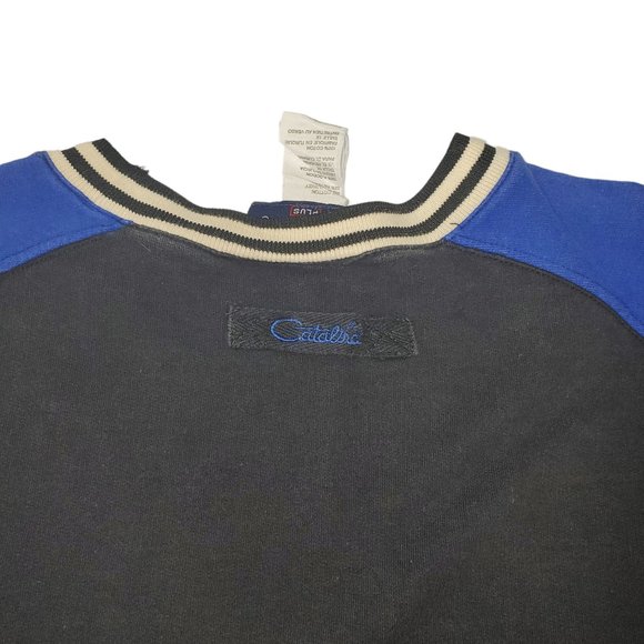 VTG 90s Catalina Colorblock Sweatshirt Nautical Coastal Primary Black Beach - Picture 5 of 8